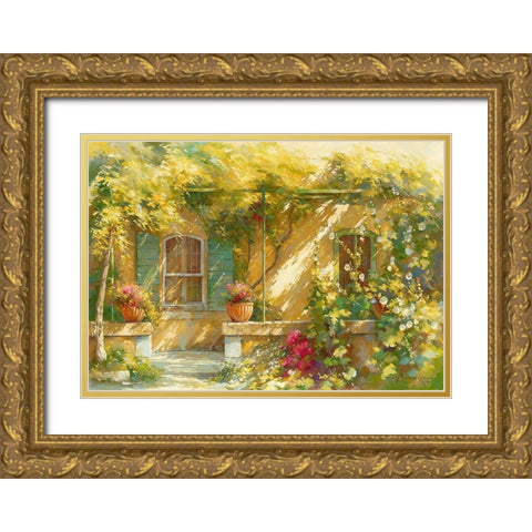 Mas Lou Figoulon Gold Ornate Wood Framed Art Print with Double Matting by Messely, Johan