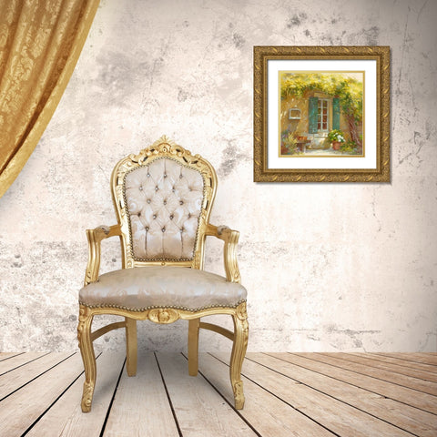 Sous la tonnelle Gold Ornate Wood Framed Art Print with Double Matting by Messely, Johan