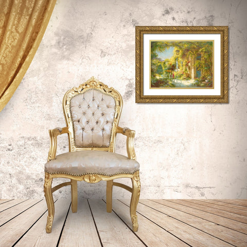 L apero chez les amis Gold Ornate Wood Framed Art Print with Double Matting by Messely, Johan