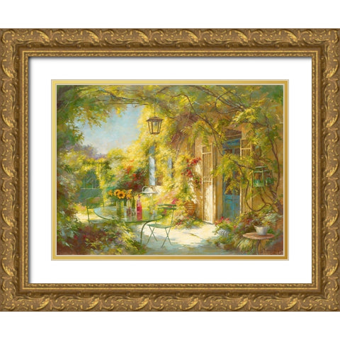 L apero chez les amis Gold Ornate Wood Framed Art Print with Double Matting by Messely, Johan