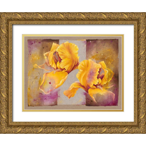 Iris Gold Ornate Wood Framed Art Print with Double Matting by Cadoret, Virginie
