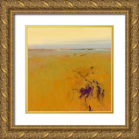 Meadow in warm Colors Gold Ornate Wood Framed Art Print with Double Matting by Groenhart, Jan