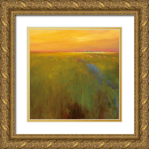 Golden Glow Gold Ornate Wood Framed Art Print with Double Matting by Groenhart, Jan