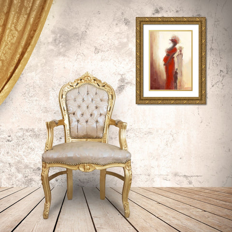 Silhouettes Africaines III Gold Ornate Wood Framed Art Print with Double Matting by Parise, Chantal