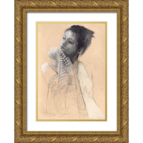 Eleanor VIII Gold Ornate Wood Framed Art Print with Double Matting by Longo, Massimiliano