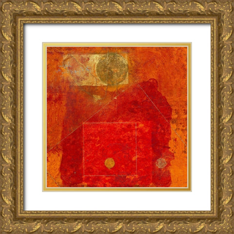 Squares with circles Gold Ornate Wood Framed Art Print with Double Matting by van Marissing, Louis