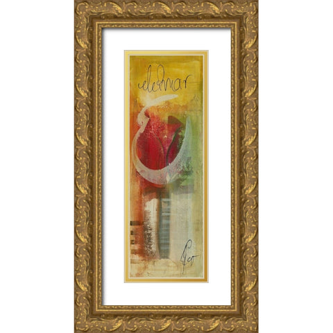 Amor III Gold Ornate Wood Framed Art Print with Double Matting by Leys, Gemma