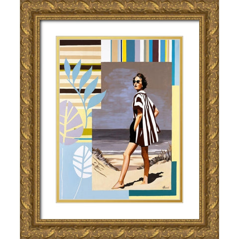 Femme III Gold Ornate Wood Framed Art Print with Double Matting by Bernard, Anne