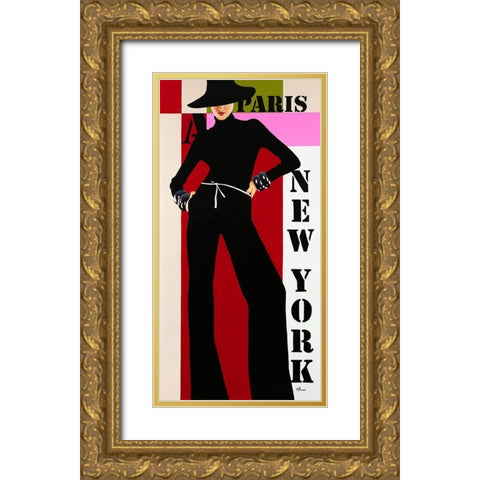 Femme V Gold Ornate Wood Framed Art Print with Double Matting by Bernard, Anne