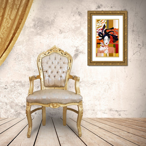 MAYUMI Gold Ornate Wood Framed Art Print with Double Matting by Bernard, Anne