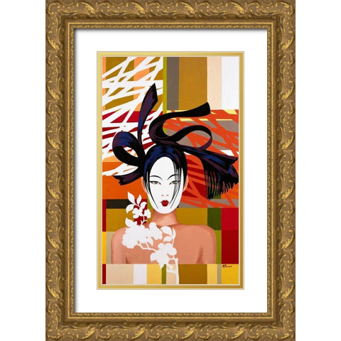 MAYUMI Gold Ornate Wood Framed Art Print with Double Matting by Bernard, Anne