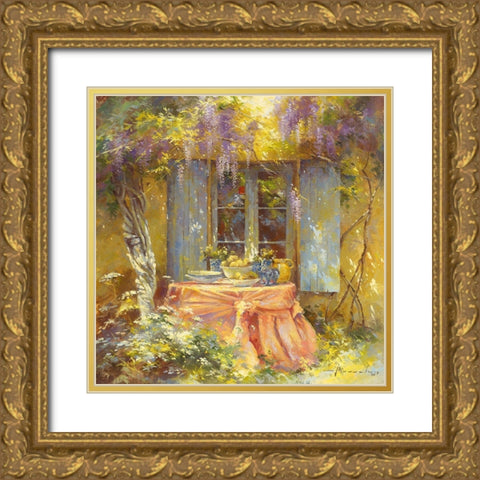 Couleurs du printempsÂ  Gold Ornate Wood Framed Art Print with Double Matting by Messely, Johan