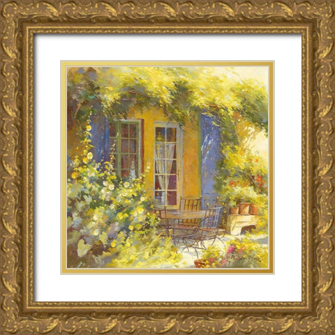 Bouquet de fleursÂ Â Â  Gold Ornate Wood Framed Art Print with Double Matting by Messely, Johan
