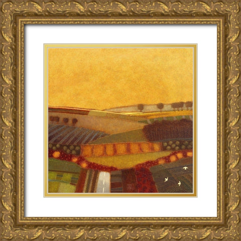 Walk a while with Me Gold Ornate Wood Framed Art Print with Double Matting by van Hoek, Rob