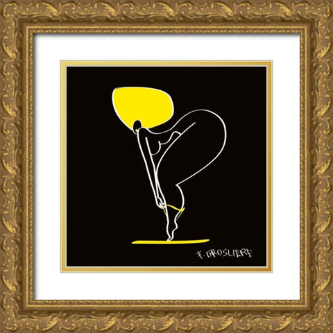 Streap tease Gold Ornate Wood Framed Art Print with Double Matting by F. Grosliere