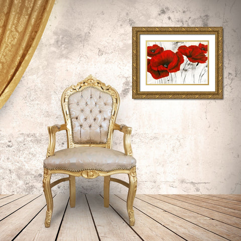 Pavot d hiver V Gold Ornate Wood Framed Art Print with Double Matting by Zacher-Finet, Isabelle