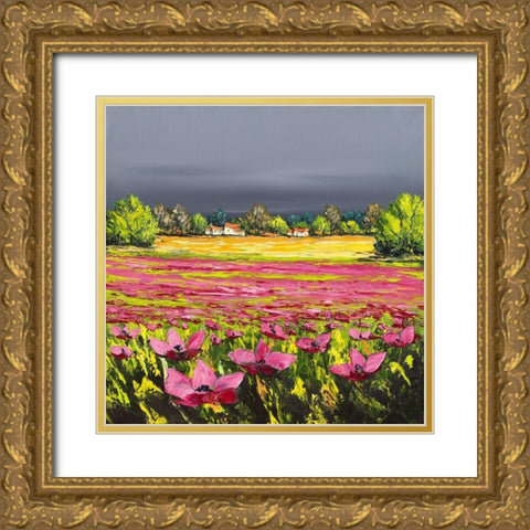 Les pavots Gold Ornate Wood Framed Art Print with Double Matting by Flanet, Frederic