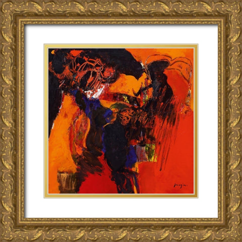 Variations abstraites XVII Gold Ornate Wood Framed Art Print with Double Matting by Magis, Pascal