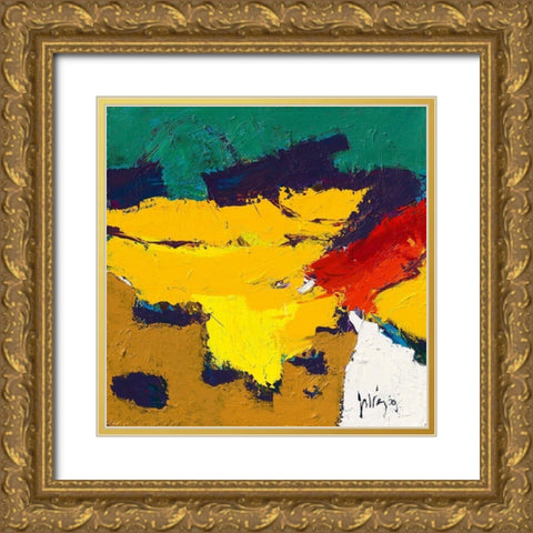 Yellow Plains Gold Ornate Wood Framed Art Print with Double Matting by van den Berg, Jos