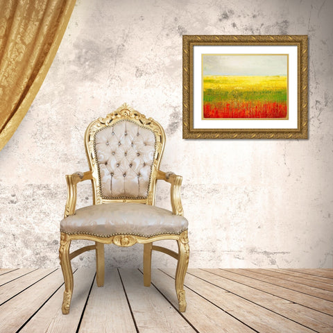 A Field of Marigolds Gold Ornate Wood Framed Art Print with Double Matting by Morten, Jane