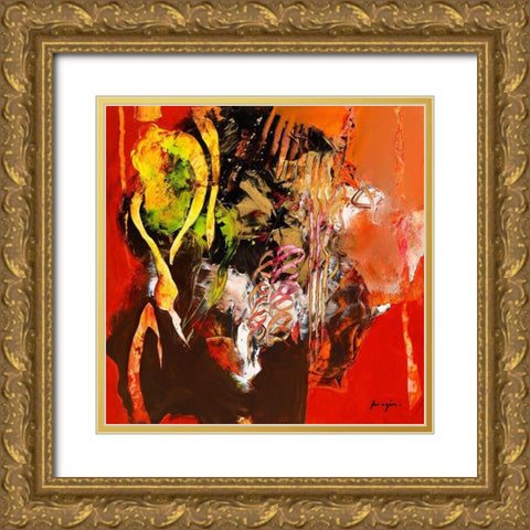Variations abstraites XI Gold Ornate Wood Framed Art Print with Double Matting by Magis, Pascal