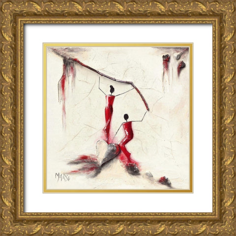 Escalade du Coeur Gold Ornate Wood Framed Art Print with Double Matting by Marso