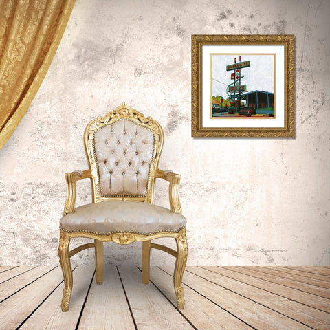 Holbrook Inn Motel (Arizona) Gold Ornate Wood Framed Art Print with Double Matting by Olukman, Ayline