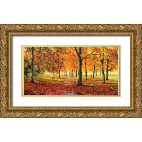 Herbstimpression Gold Ornate Wood Framed Art Print with Double Matting by Richter, Cornelia