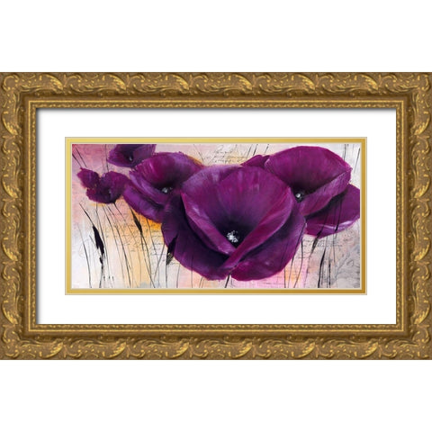 Pavot violet II Gold Ornate Wood Framed Art Print with Double Matting by Zacher-Finet, Isabelle
