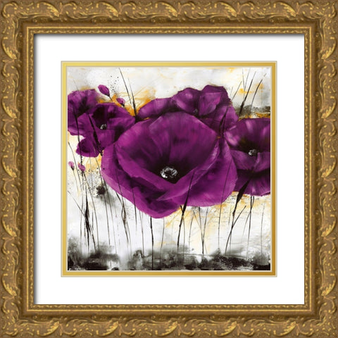 Pavot violet III Gold Ornate Wood Framed Art Print with Double Matting by Zacher-Finet, Isabelle