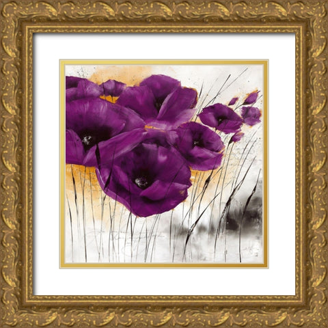 Pavot violet IV Gold Ornate Wood Framed Art Print with Double Matting by Zacher-Finet, Isabelle