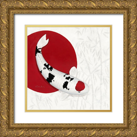 Bamboo Tancho Sanke Gold Ornate Wood Framed Art Print with Double Matting by Gruhn, Nicole