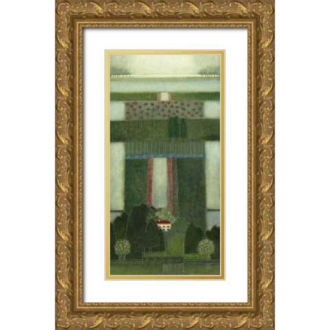Take a Walk through the peacefull Meadow Gold Ornate Wood Framed Art Print with Double Matting by van Hoek, Rob