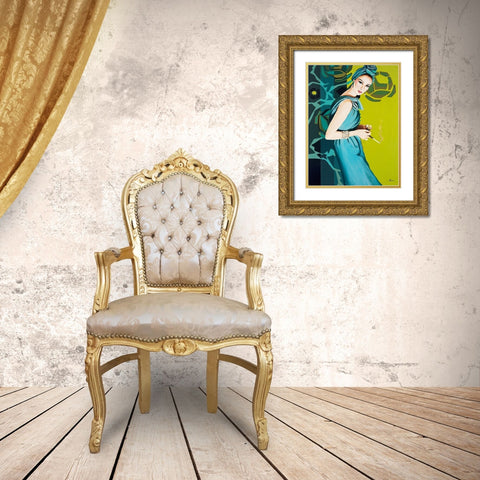 Femme Cigarette Gold Ornate Wood Framed Art Print with Double Matting by Bernard, Anne
