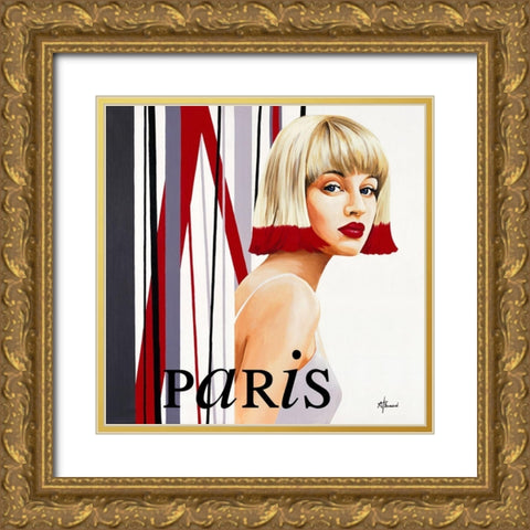 Femme Cheveux rouges Gold Ornate Wood Framed Art Print with Double Matting by Bernard, Anne