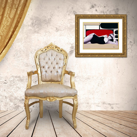 Femme Maillot de bain Gold Ornate Wood Framed Art Print with Double Matting by Bernard, Anne