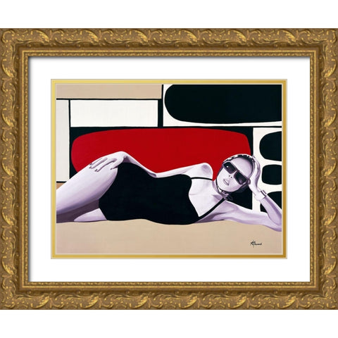 Femme Maillot de bain Gold Ornate Wood Framed Art Print with Double Matting by Bernard, Anne