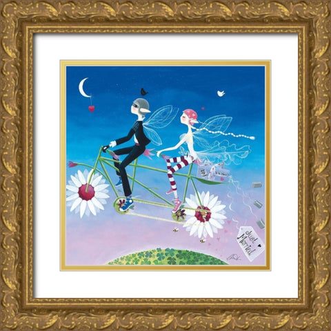 To the Moon and the Stars Gold Ornate Wood Framed Art Print with Double Matting by McFaul, Lorrie