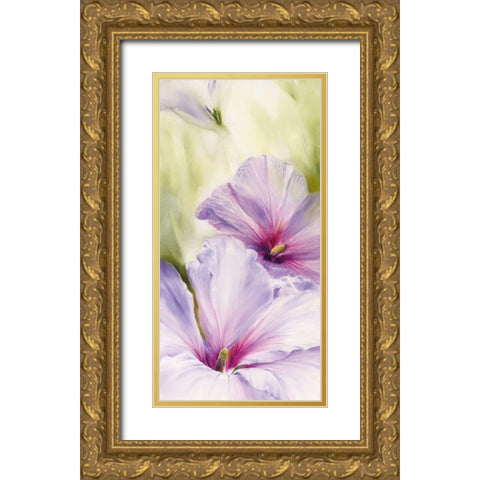 Hibiscus Gold Ornate Wood Framed Art Print with Double Matting by Schmucker, Annette