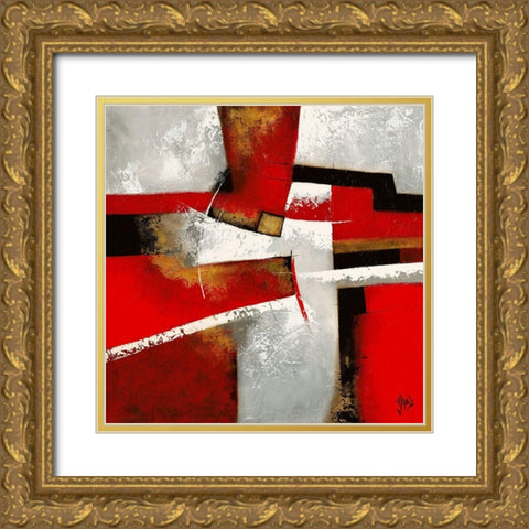 Graphique I Gold Ornate Wood Framed Art Print with Double Matting by Jadis