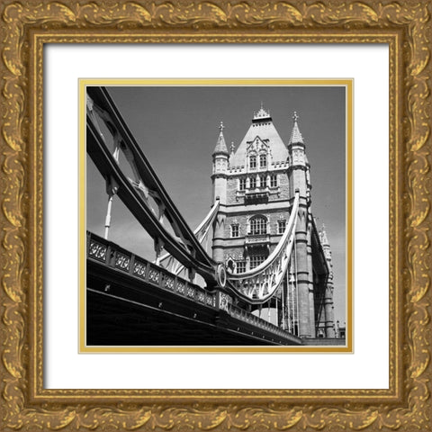 London Tower Bridge Gold Ornate Wood Framed Art Print with Double Matting by Butcher, Dave