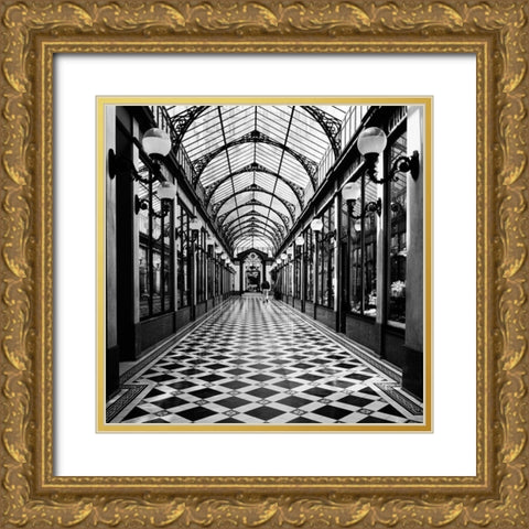 Passage des princes-Paris Gold Ornate Wood Framed Art Print with Double Matting by Butcher, Dave