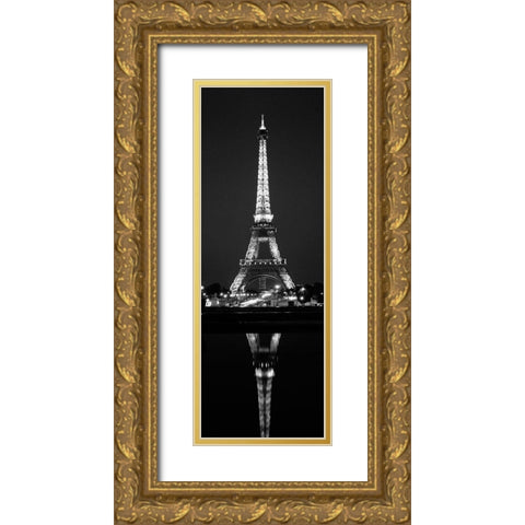 Eiffel  Reflection Gold Ornate Wood Framed Art Print with Double Matting by Butcher, Dave