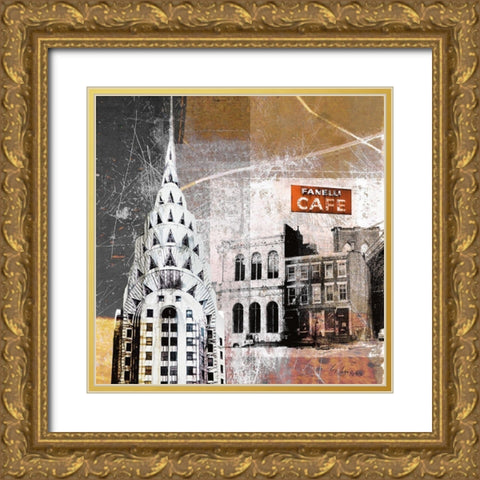 Fanelli Cafe Gold Ornate Wood Framed Art Print with Double Matting by Luger, Gery
