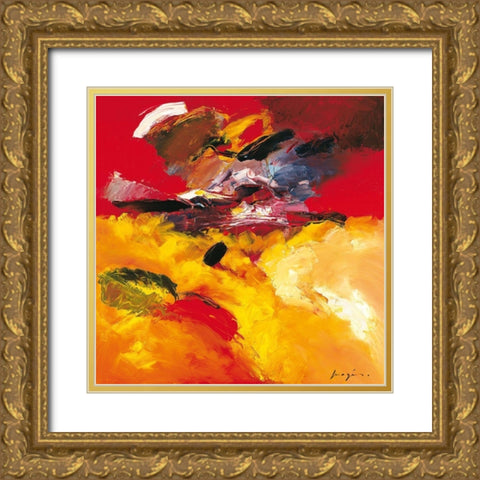 Jaune - Rouge Gold Ornate Wood Framed Art Print with Double Matting by Magis, Pascal