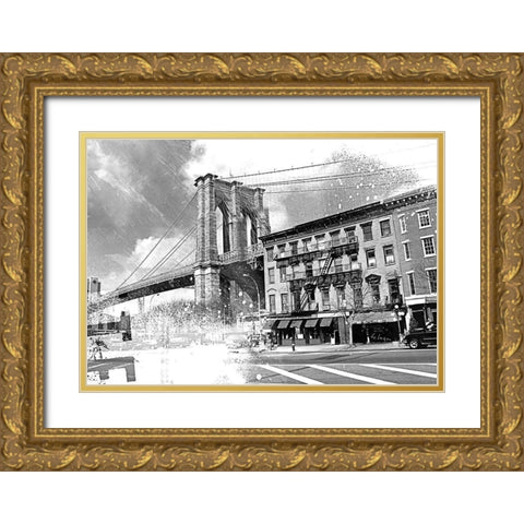 New York V Gold Ornate Wood Framed Art Print with Double Matting by Luger, Gery