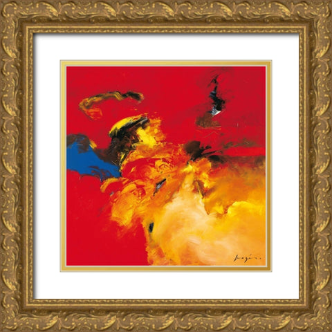 Rouge - Bleu Gold Ornate Wood Framed Art Print with Double Matting by Magis, Pascal