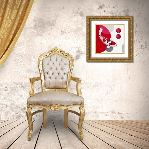 Red Bamboo Sanke Gold Ornate Wood Framed Art Print with Double Matting by Gruhn, Nicole