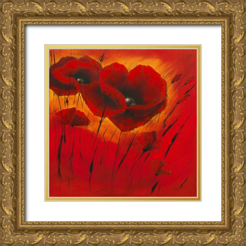 Quand l amour fleurit I Gold Ornate Wood Framed Art Print with Double Matting by Zacher-Finet, Isabelle