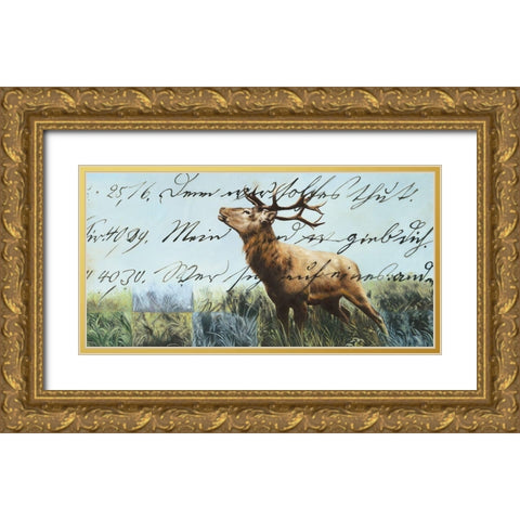 Hirsch II Gold Ornate Wood Framed Art Print with Double Matting by Shirin Donia